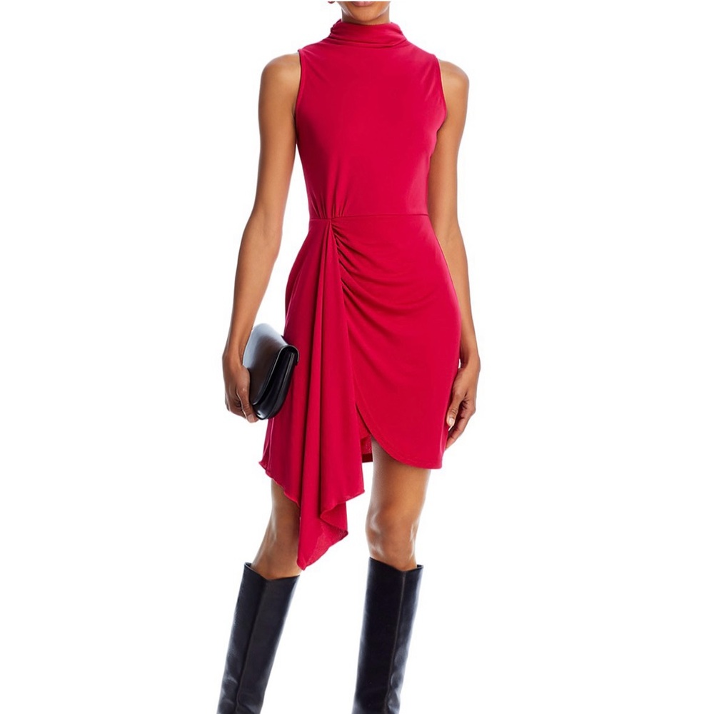AQUA SLEEVELESS JERSEY MOCK NECK DRESS